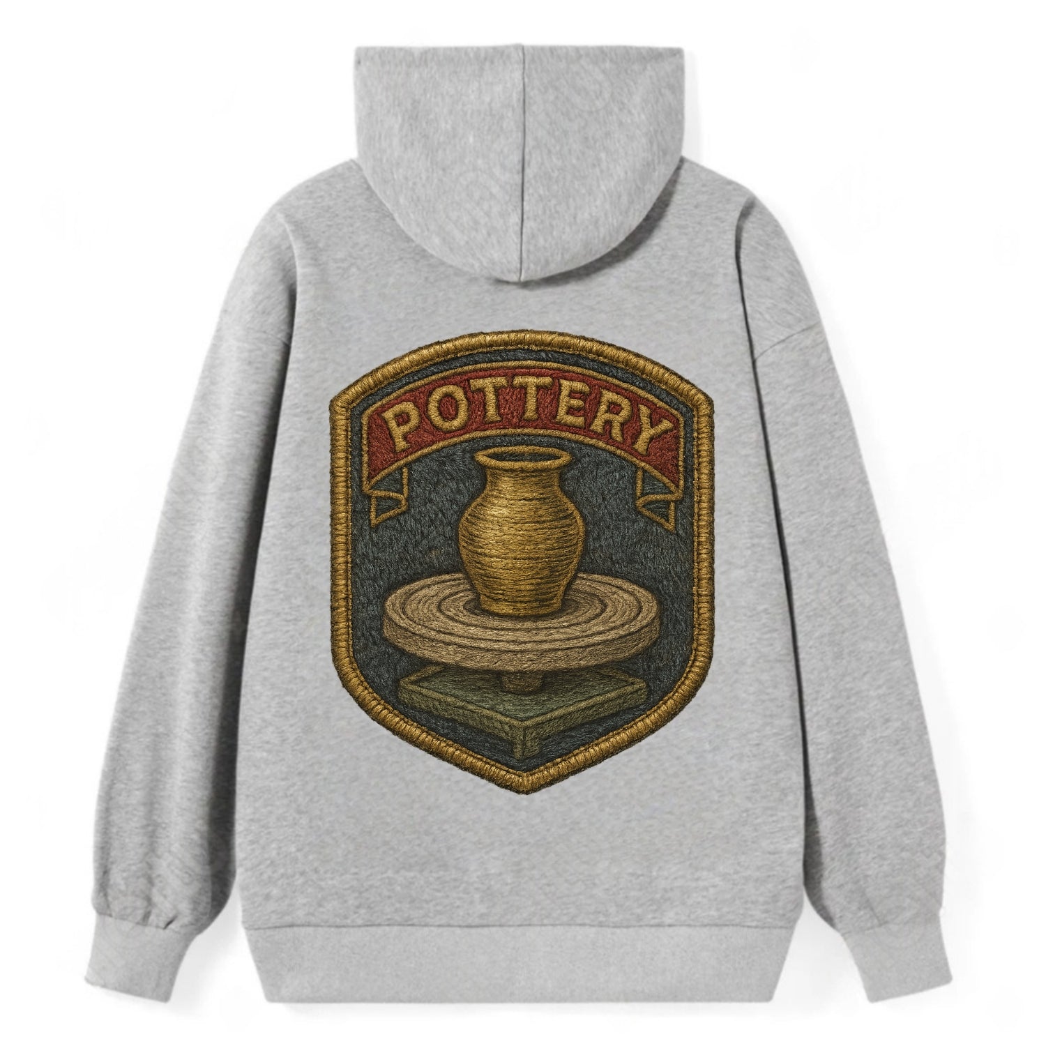 Pottery wheel with clay vessel - ceramicist symbol - Classic Pullover Hoodie - Grey