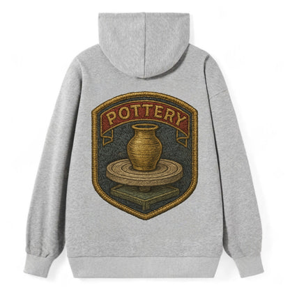 Pottery wheel with clay vessel - ceramicist symbol - Classic Pullover Hoodie - Grey