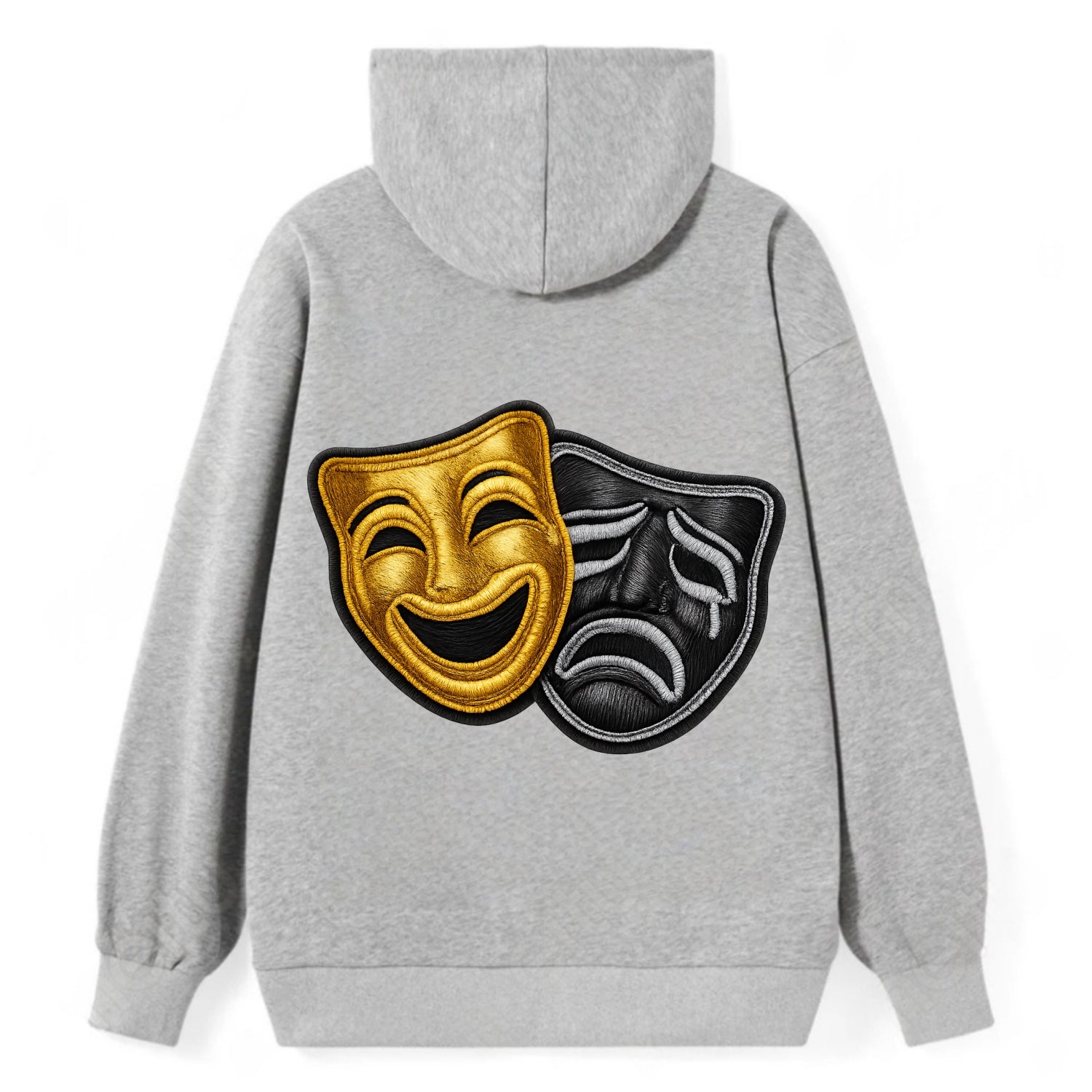 BROADWAY MASKS - comedy tragedy masks in gold and black , theater - Classic Pullover Hoodie - Grey