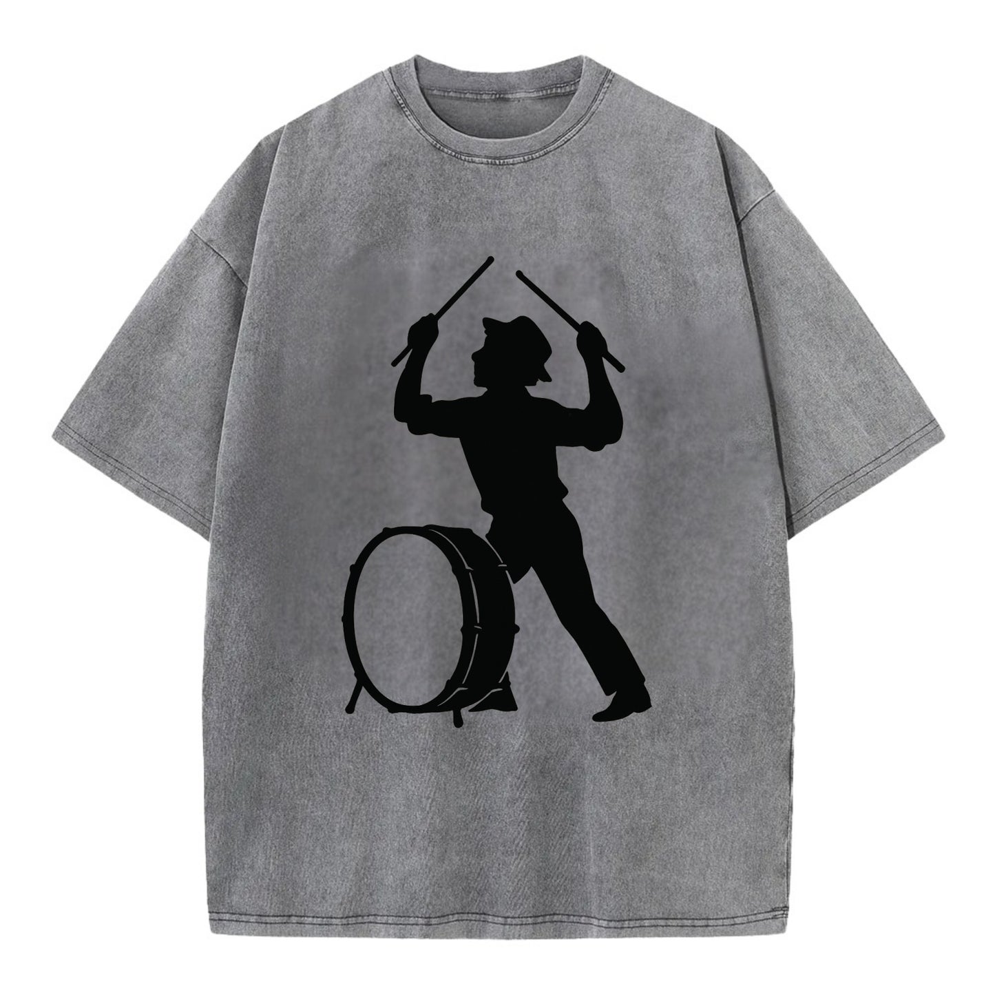 Drummer with drumsticks raised high - Vintage T-shirt - Grey
