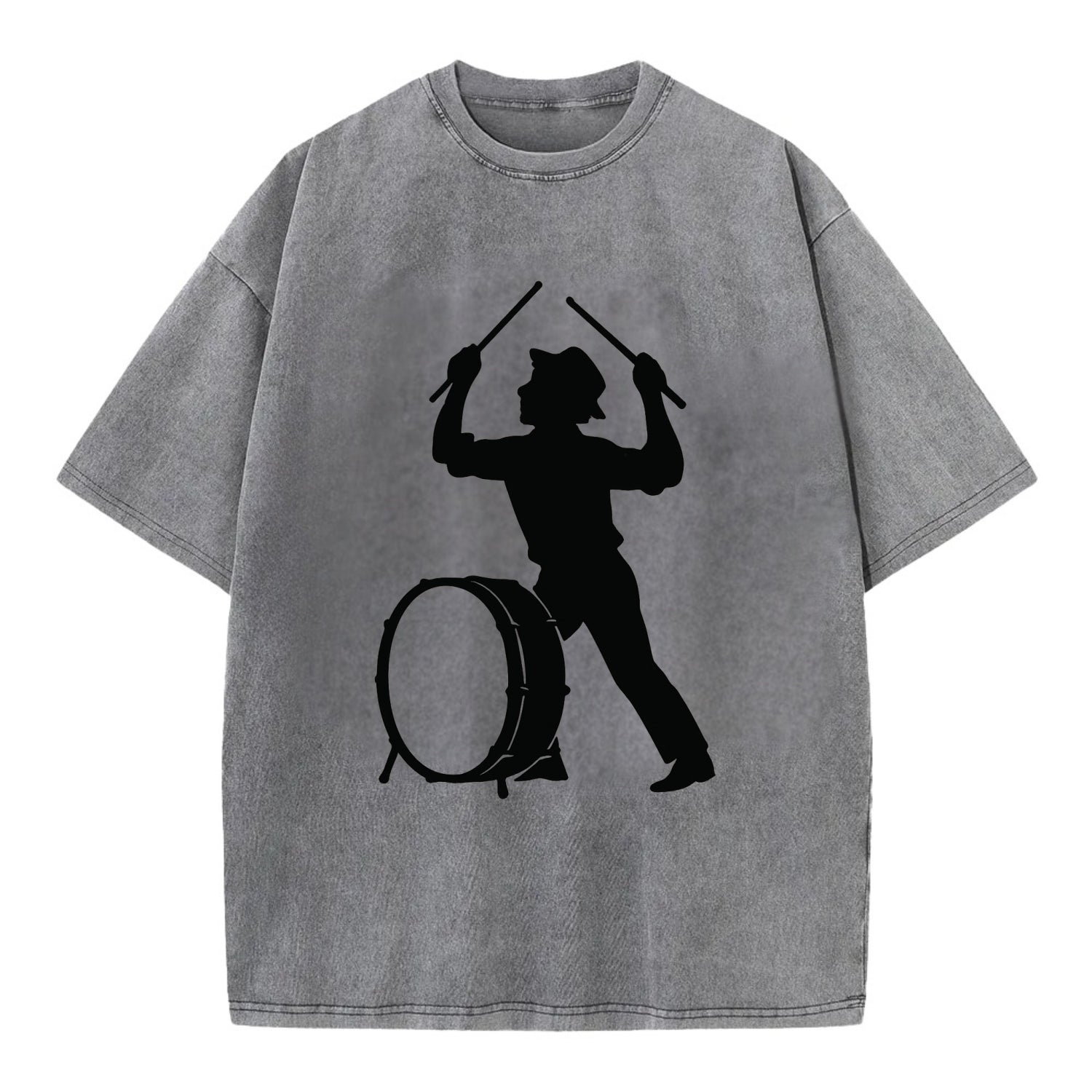 Drummer with drumsticks raised high - Vintage T-shirt - Grey
