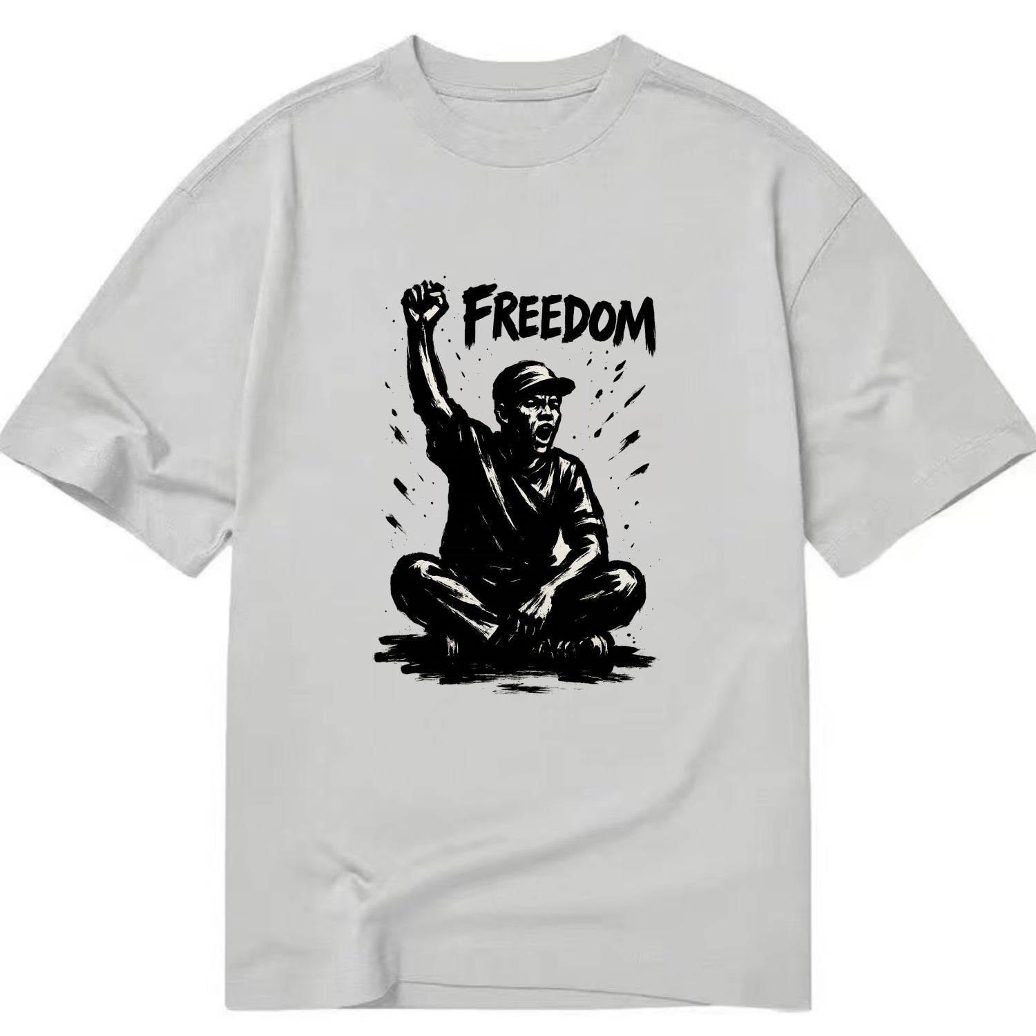 Sit-in protest figure - civil disobedience ink art - Classic T-shirt - Grey