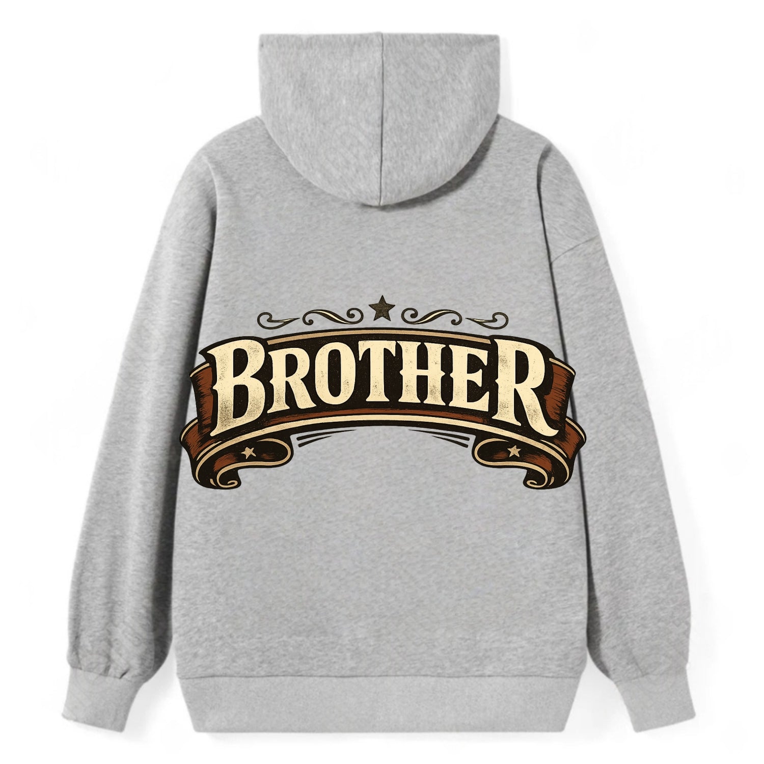 Bold typography design - "BROTHER" - male bond, brotherhood - Classic Pullover Hoodie - Grey