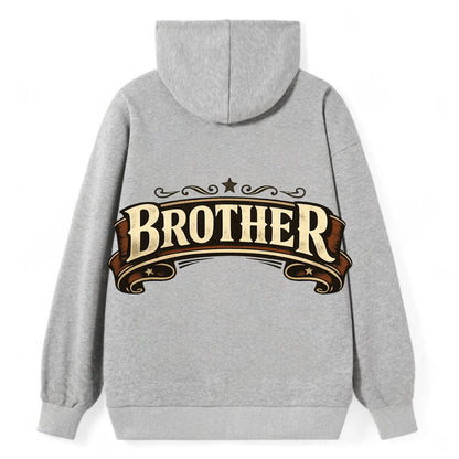 Bold typography design - "BROTHER" - male bond, brotherhood - Classic Pullover Hoodie - Grey