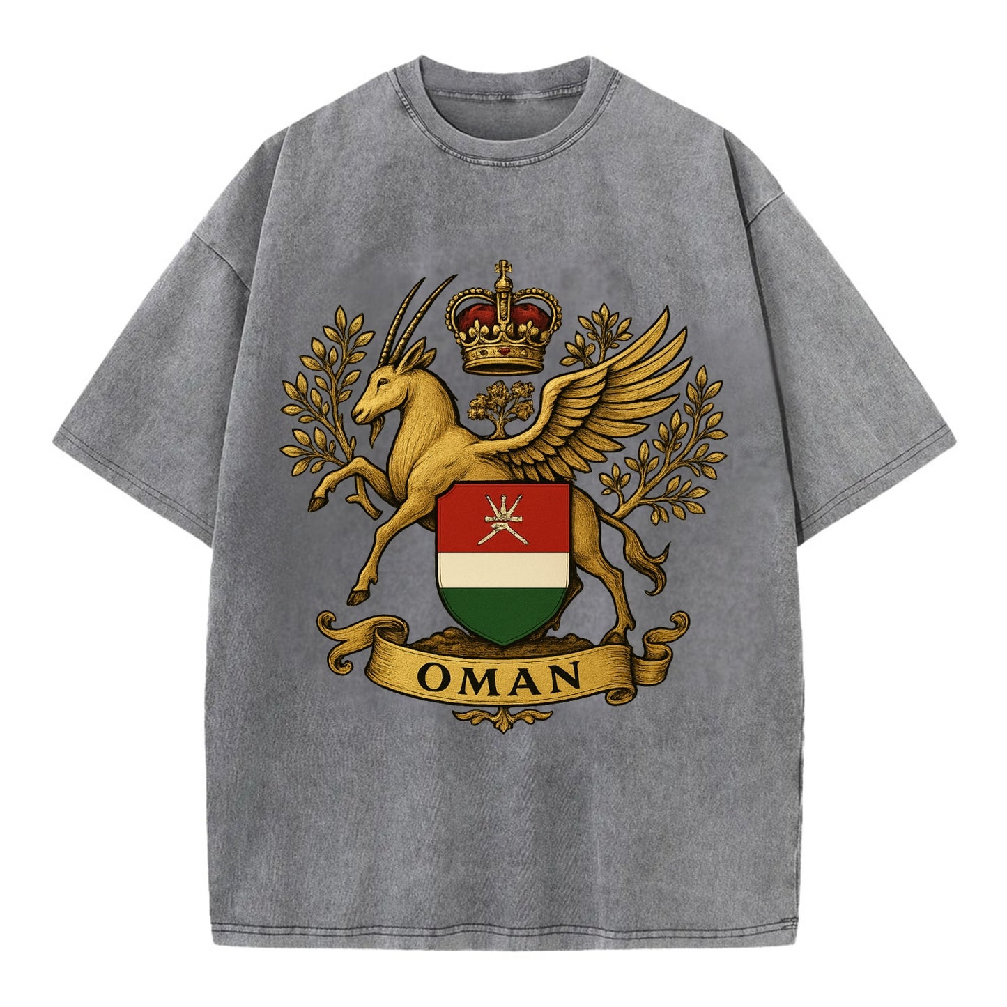 Oman Heritage Badge  - Vintage T-shirt - Grey