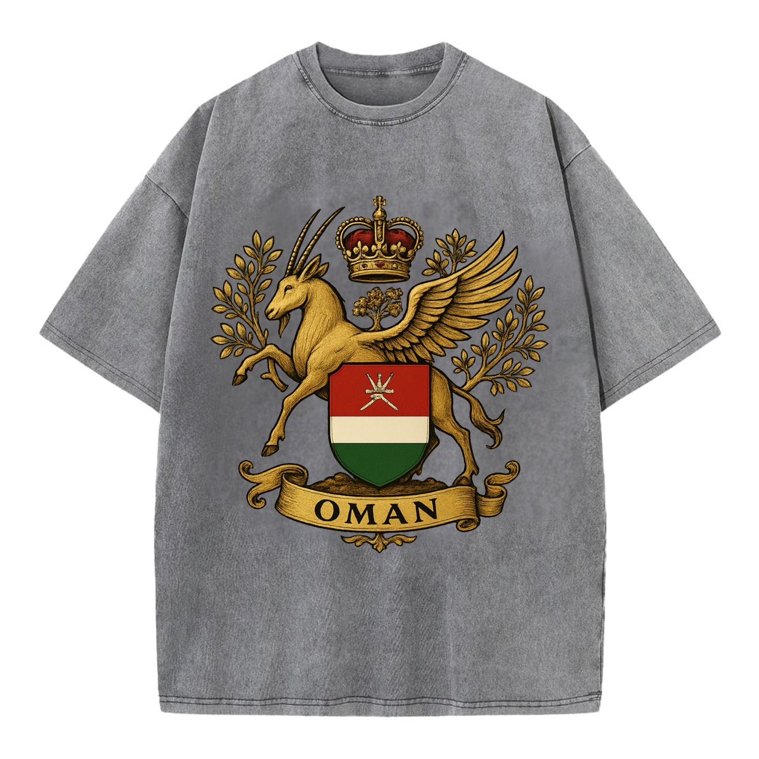 Oman Heritage Badge  - Vintage T-shirt - Grey