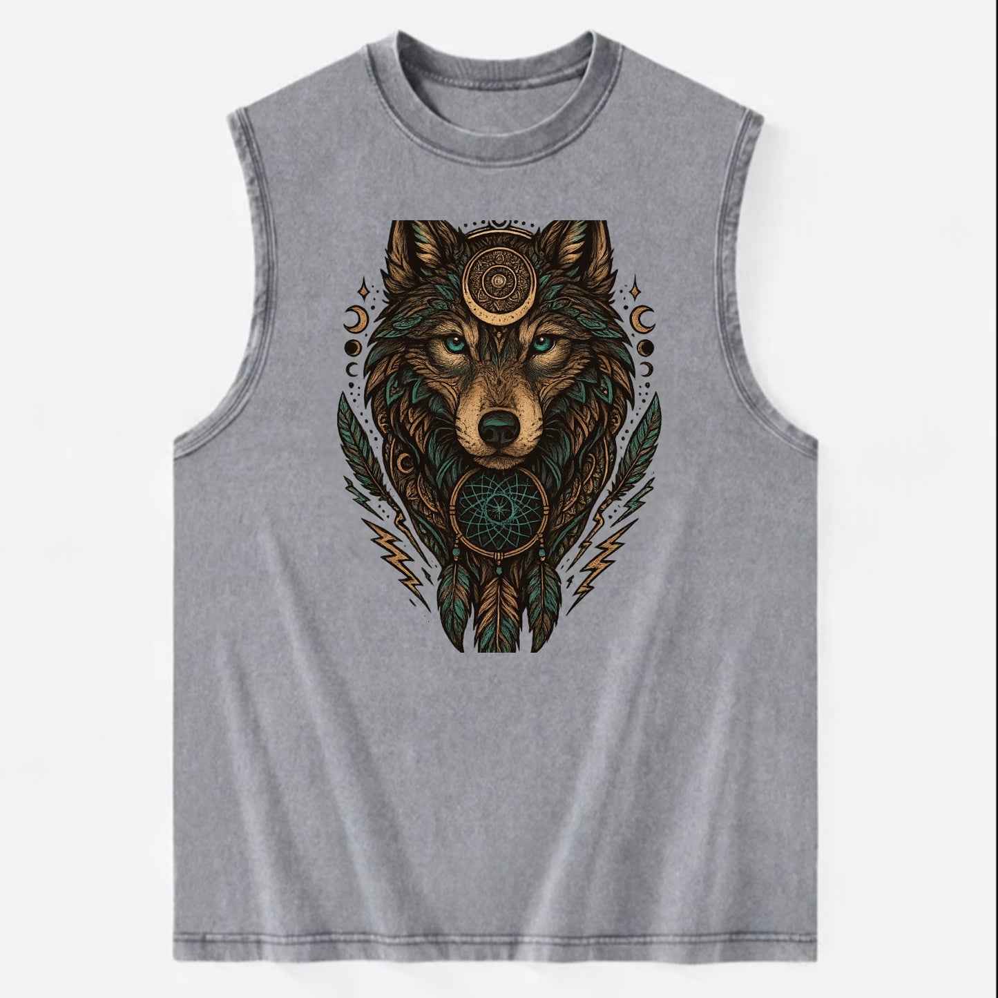 Storm Wolf Thunder  - Vintage Washed Tank - Grey