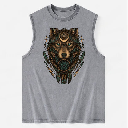 Storm Wolf Thunder  - Vintage Washed Tank - Grey