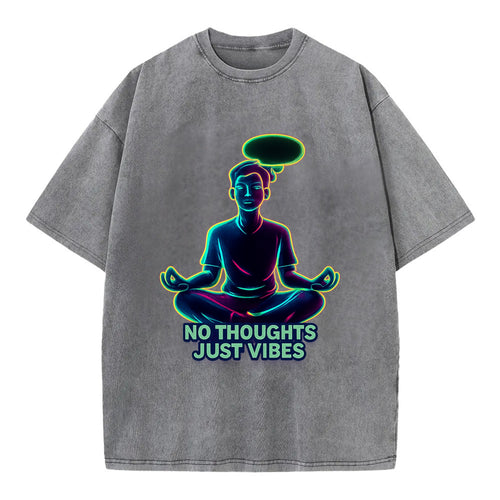 Peaceful floating figure with empty thought bubble - no thoughts just vibes zen - Vintage T-shirt