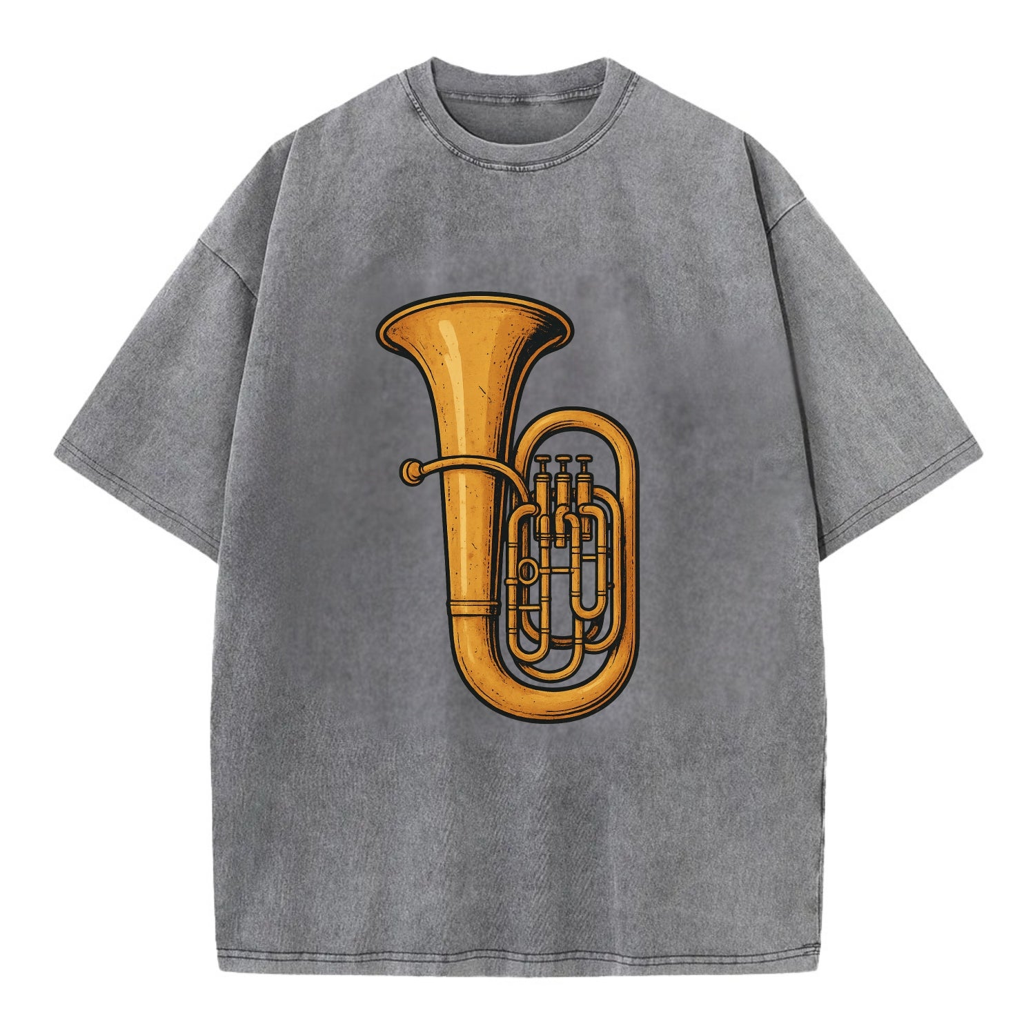 Tuba with large brass bell - Vintage T-shirt - Grey
