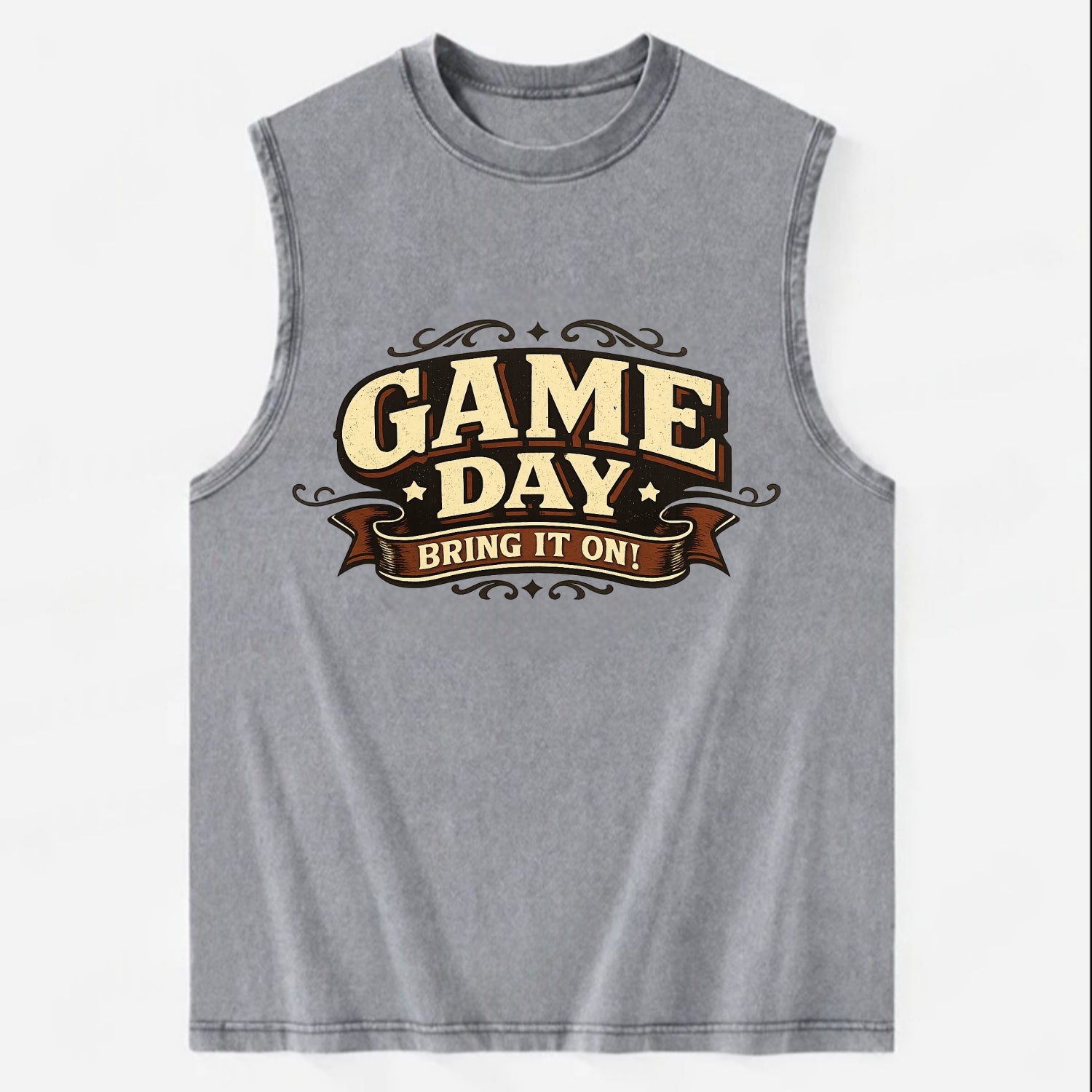 Bold typography design - "GAME DAY" - competition ready, bring it on - Vintage Washed Tank - Grey
