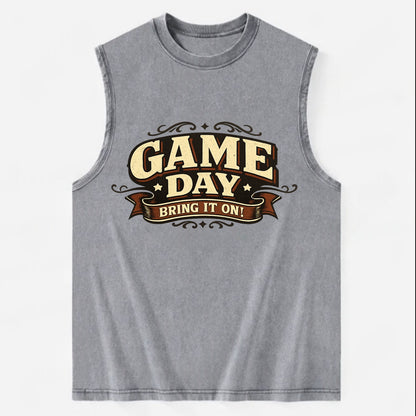 Bold typography design - "GAME DAY" - competition ready, bring it on - Vintage Washed Tank - Grey