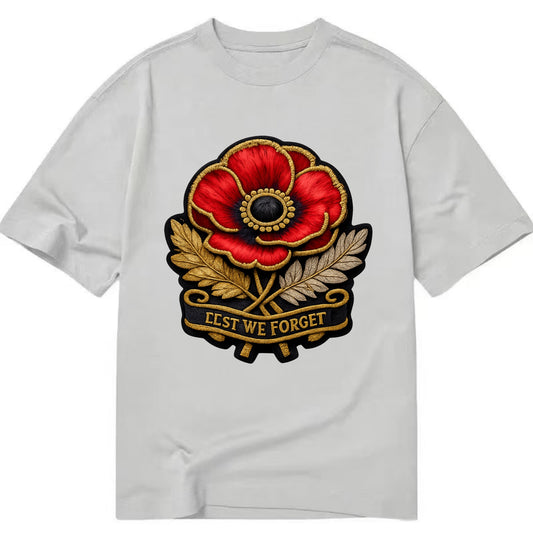 MEMORIAL POPPY - red poppy flower in scarlet , remembrance - Classic T-shirt - Grey