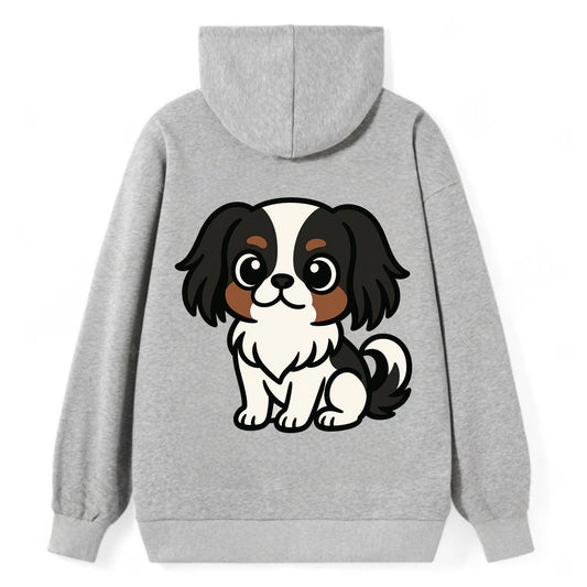 Japanese Chin - Black and white sitting pose - Classic Pullover Hoodie - Grey
