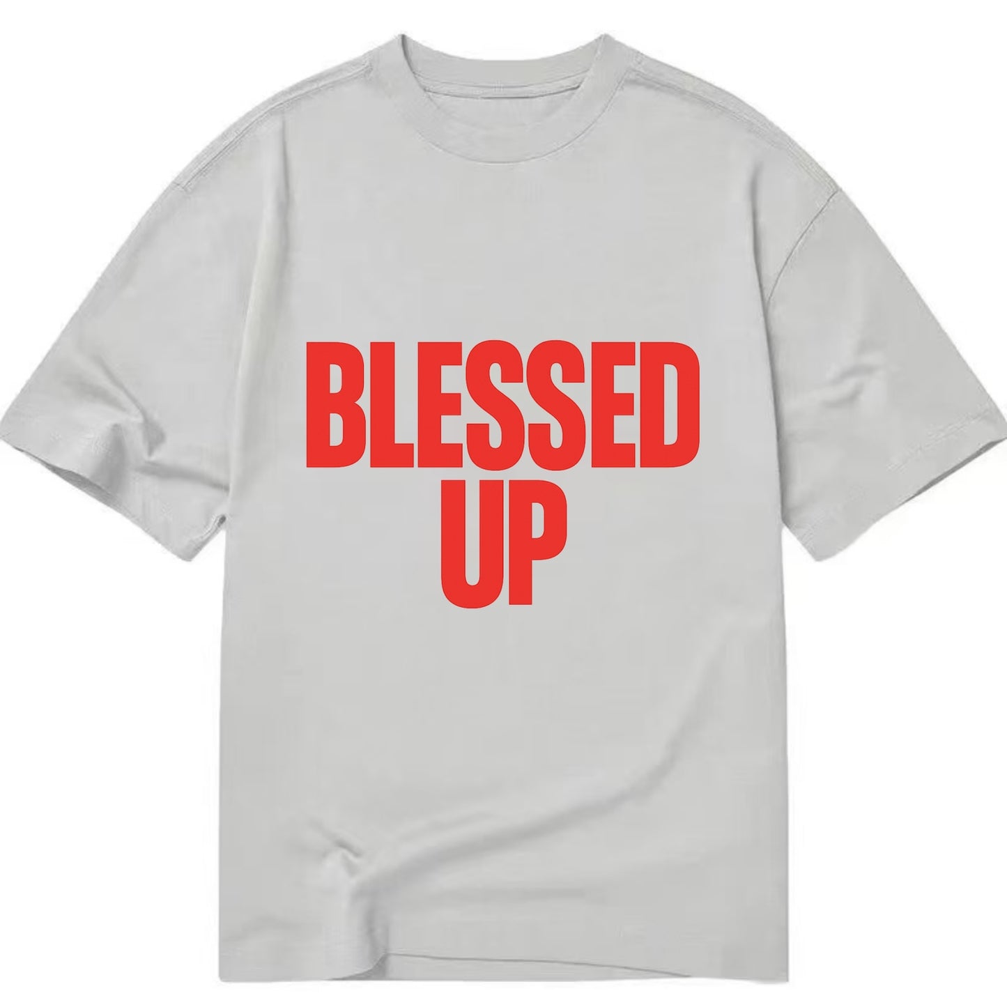 Bold typography design - "BLESSED UP" - recognizing fortune - Classic T-shirt - Grey