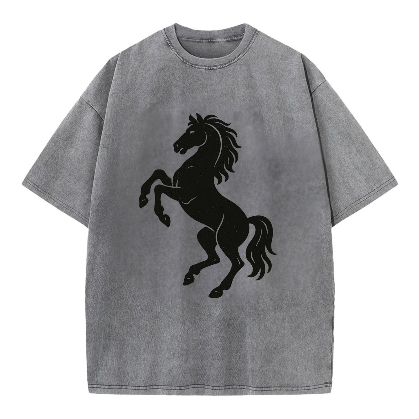 Stallion rearing on hind legs - Vintage T-shirt - Grey