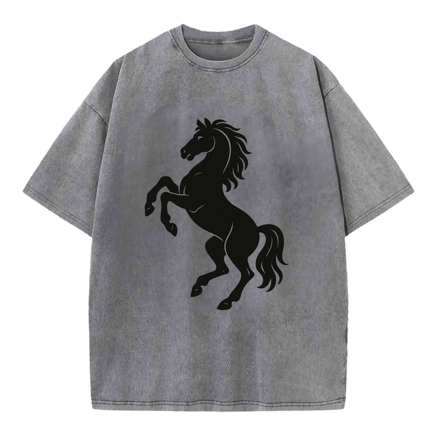 Stallion rearing on hind legs - Vintage T-shirt - Grey