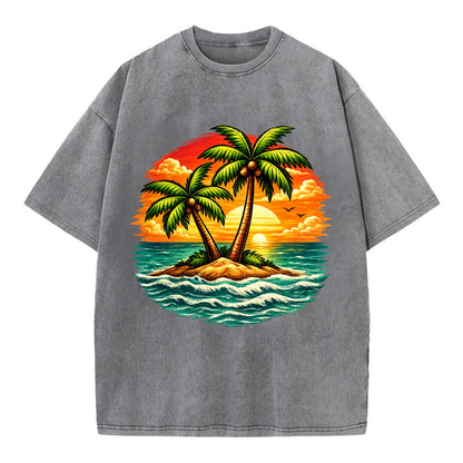Tropical Island - Vintage T-shirt - Grey