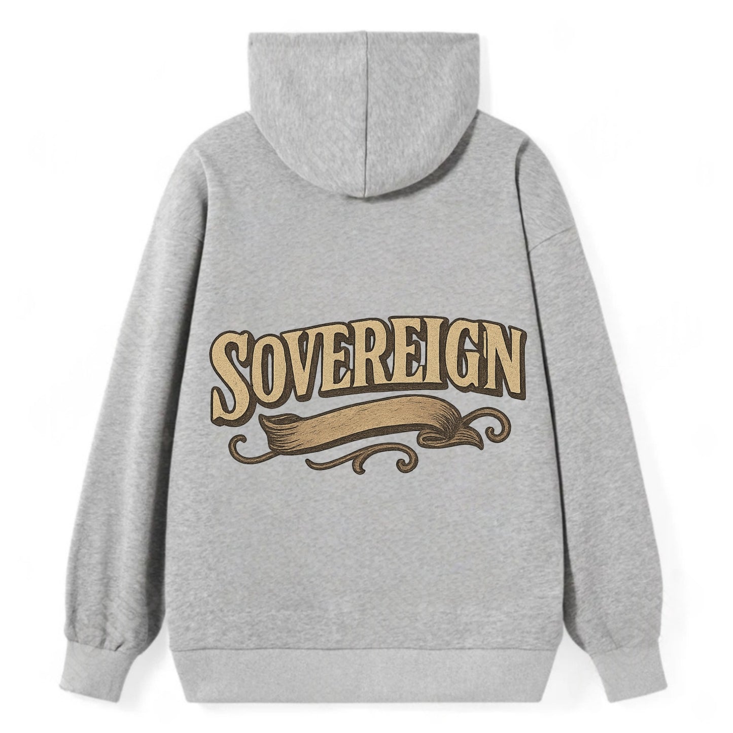 Bold typography design - "SOVEREIGN" - self-ruled, autonomous, in control - Classic Pullover Hoodie - Grey