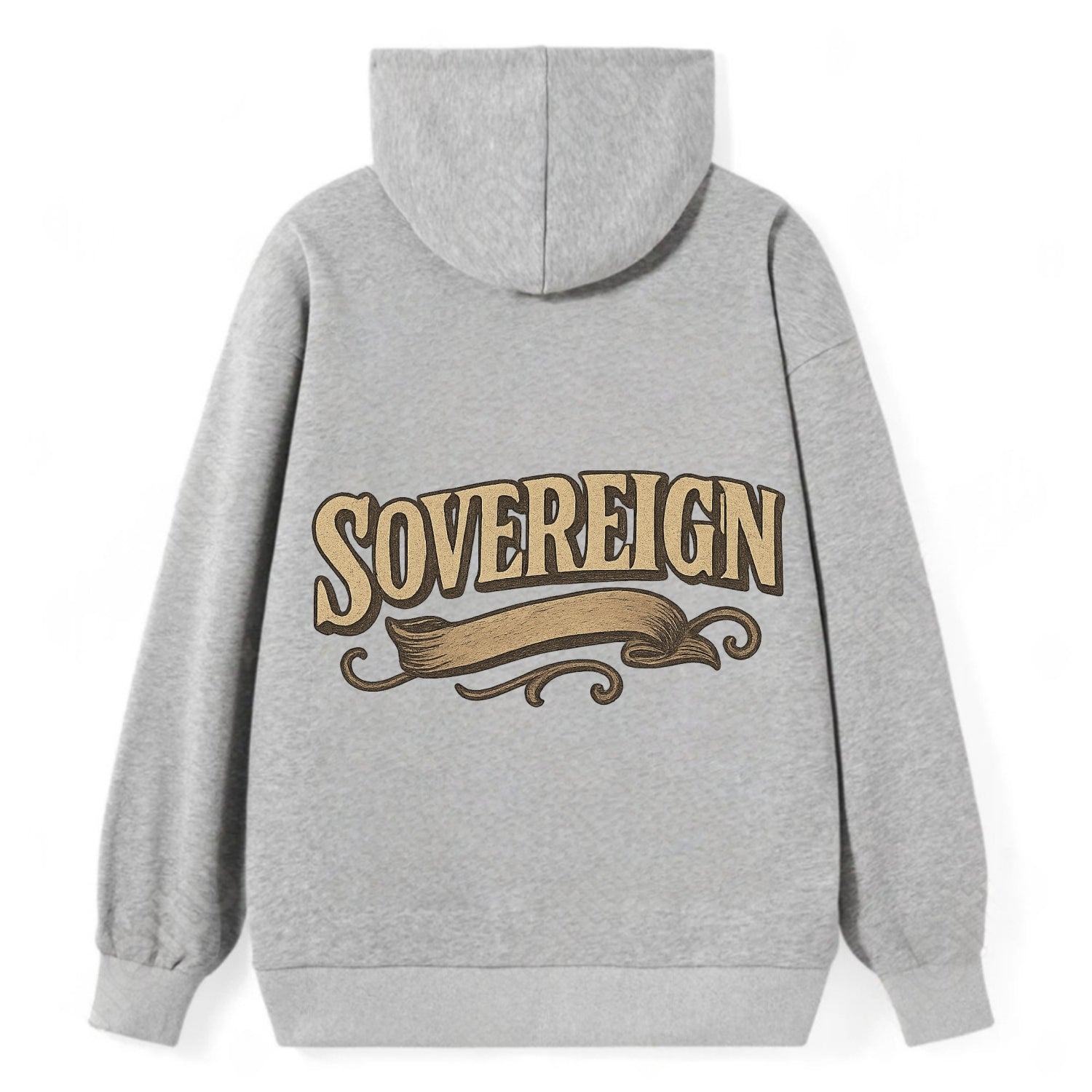Bold typography design - "SOVEREIGN" - self-ruled, autonomous, in control - Classic Pullover Hoodie - Grey