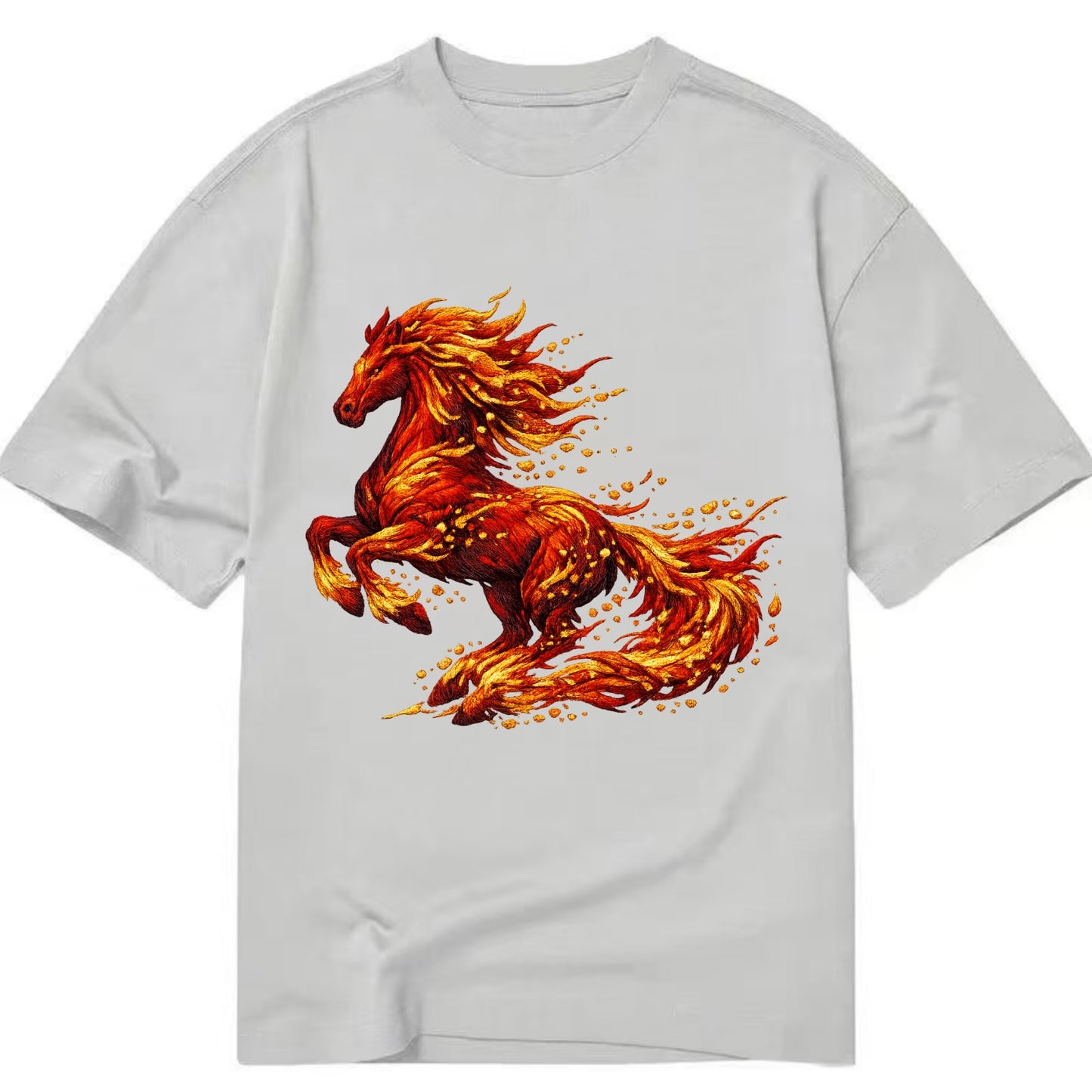 EMBER RISING | Sparks forming into horse shape | Particles of fire | Energy - Classic T-shirt - Grey