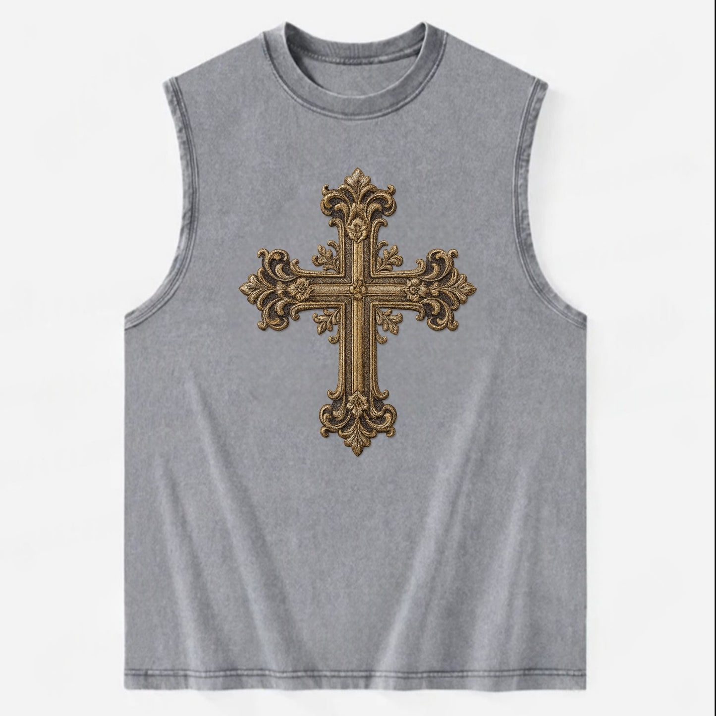 Victorian Cross  - Vintage Washed Tank - Grey
