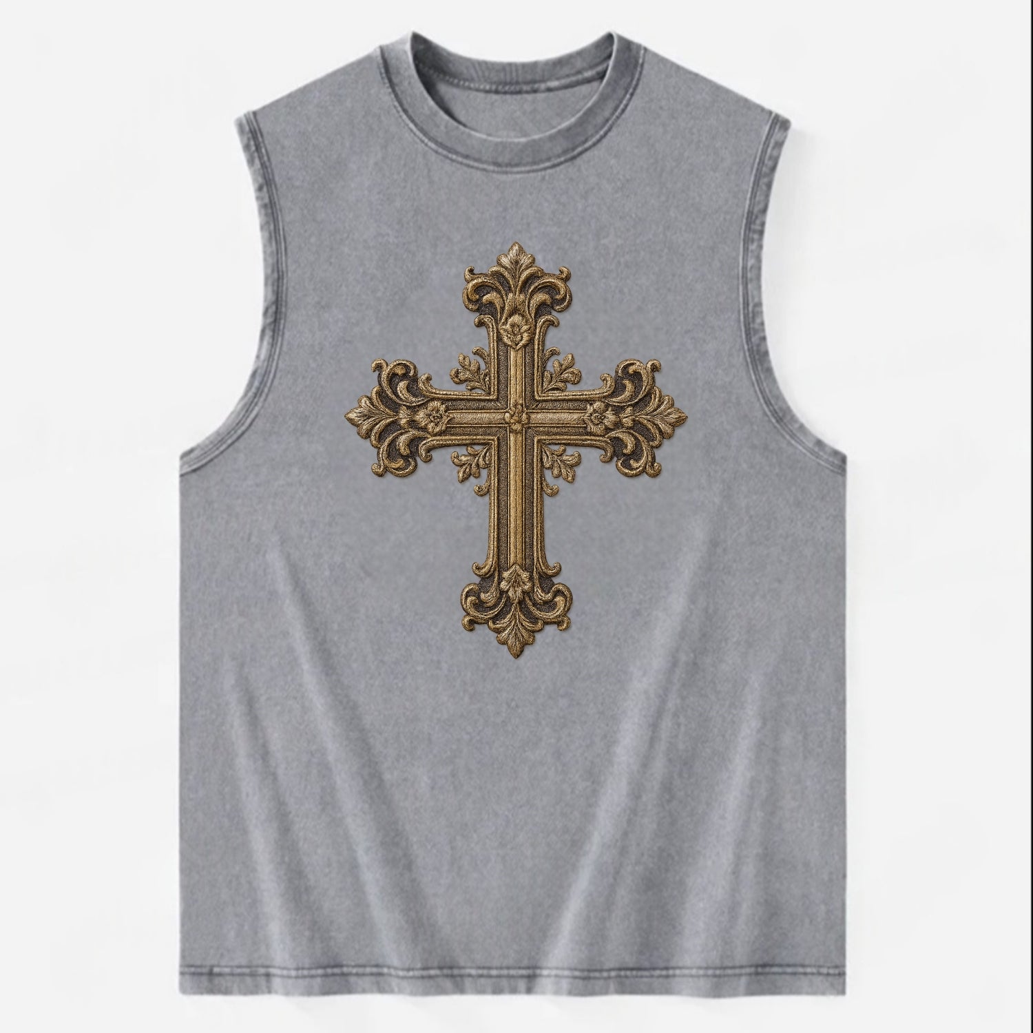 Victorian Cross  - Vintage Washed Tank - Grey