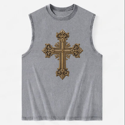 Victorian Cross  - Vintage Washed Tank - Grey