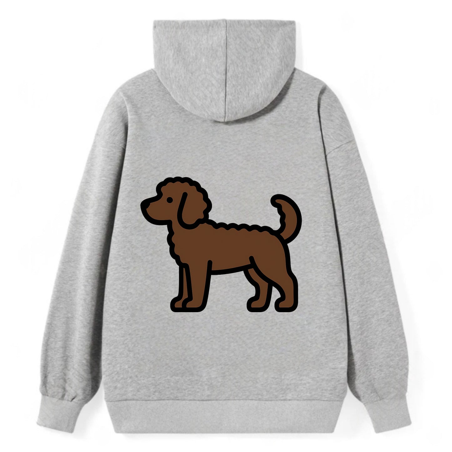 Labradoodle - Chocolate curly flat side profile - Classic Pullover Hoodie - Grey