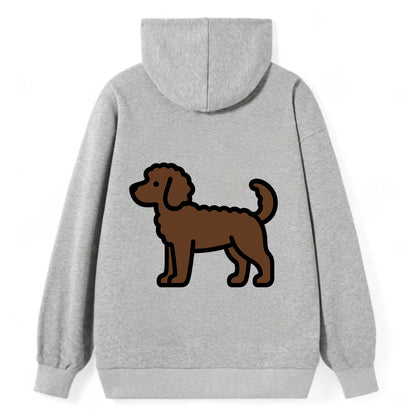 Labradoodle - Chocolate curly flat side profile - Classic Pullover Hoodie - Grey