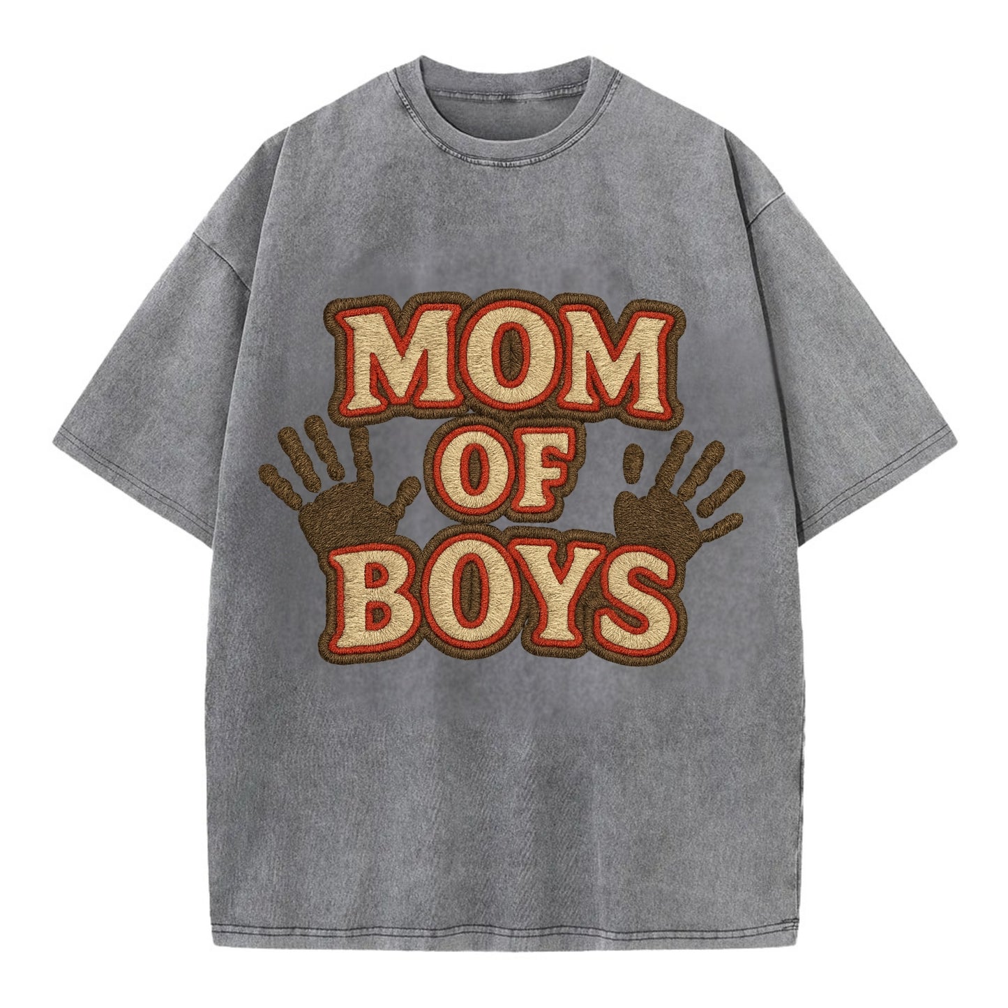 Mom Of Boys  - Vintage T-shirt - Grey