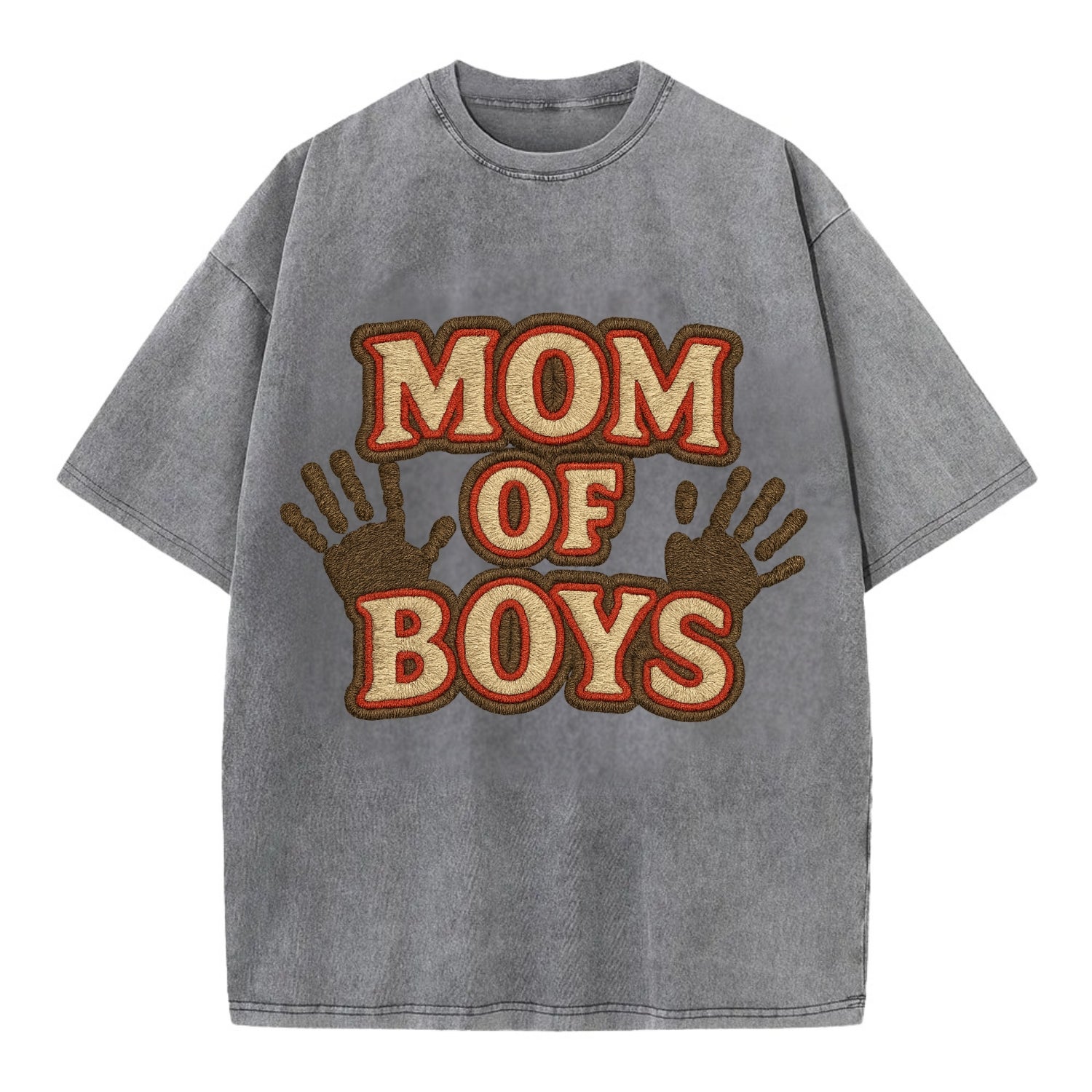 Mom Of Boys  - Vintage T-shirt - Grey