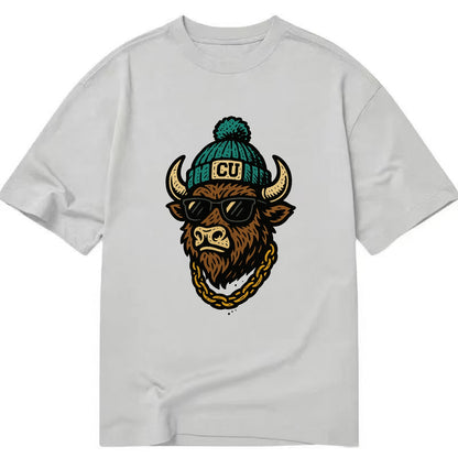 Boulder Ralphie wearing Colorado beanie with CU patch - Classic T-shirt - Grey