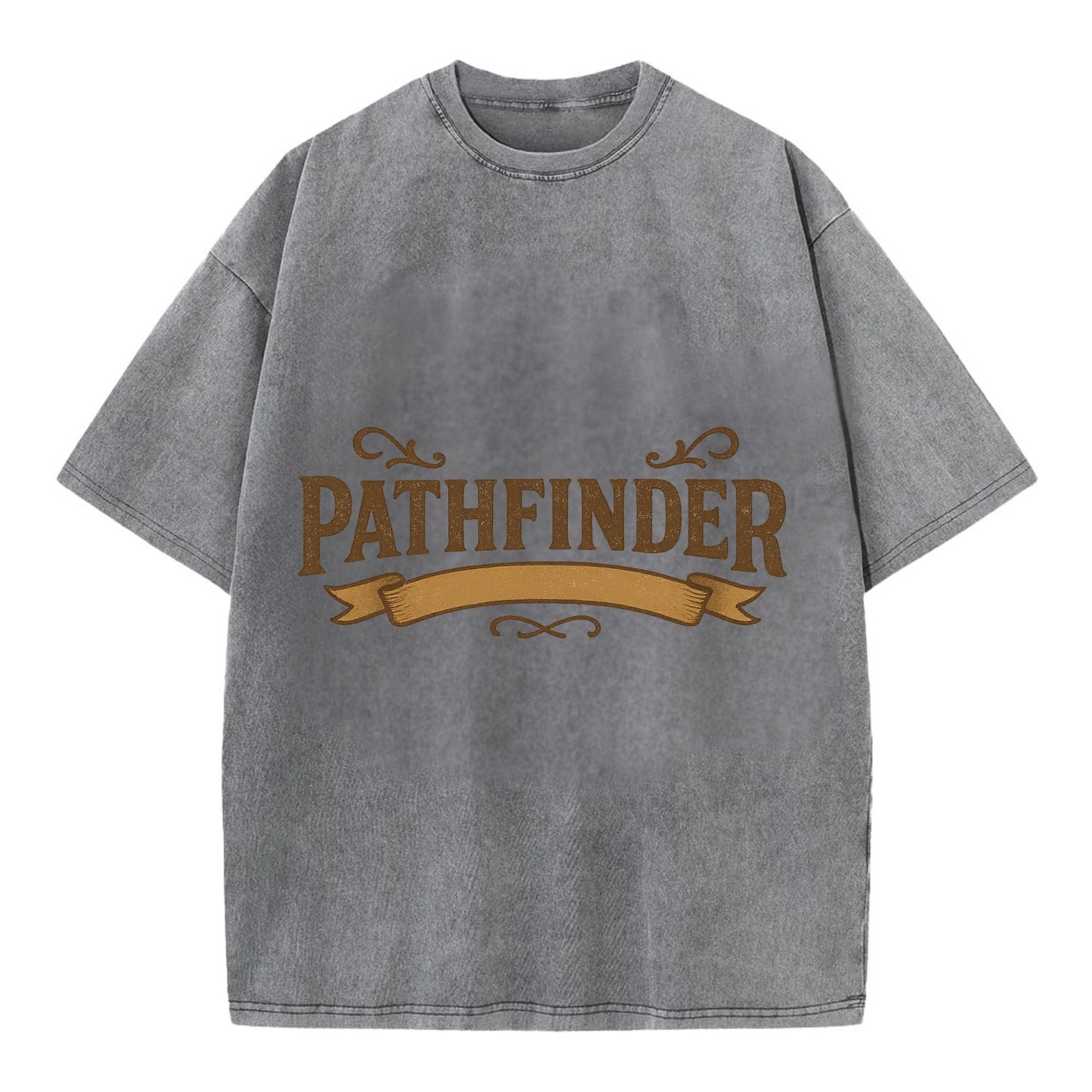 Bold typography design - "PATHFINDER" - finding the way, leading others - Vintage T-shirt - Grey