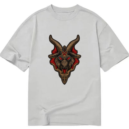 BAPHOMET HEAD - goat head symbol in black and red , occult - Classic T-shirt - Grey