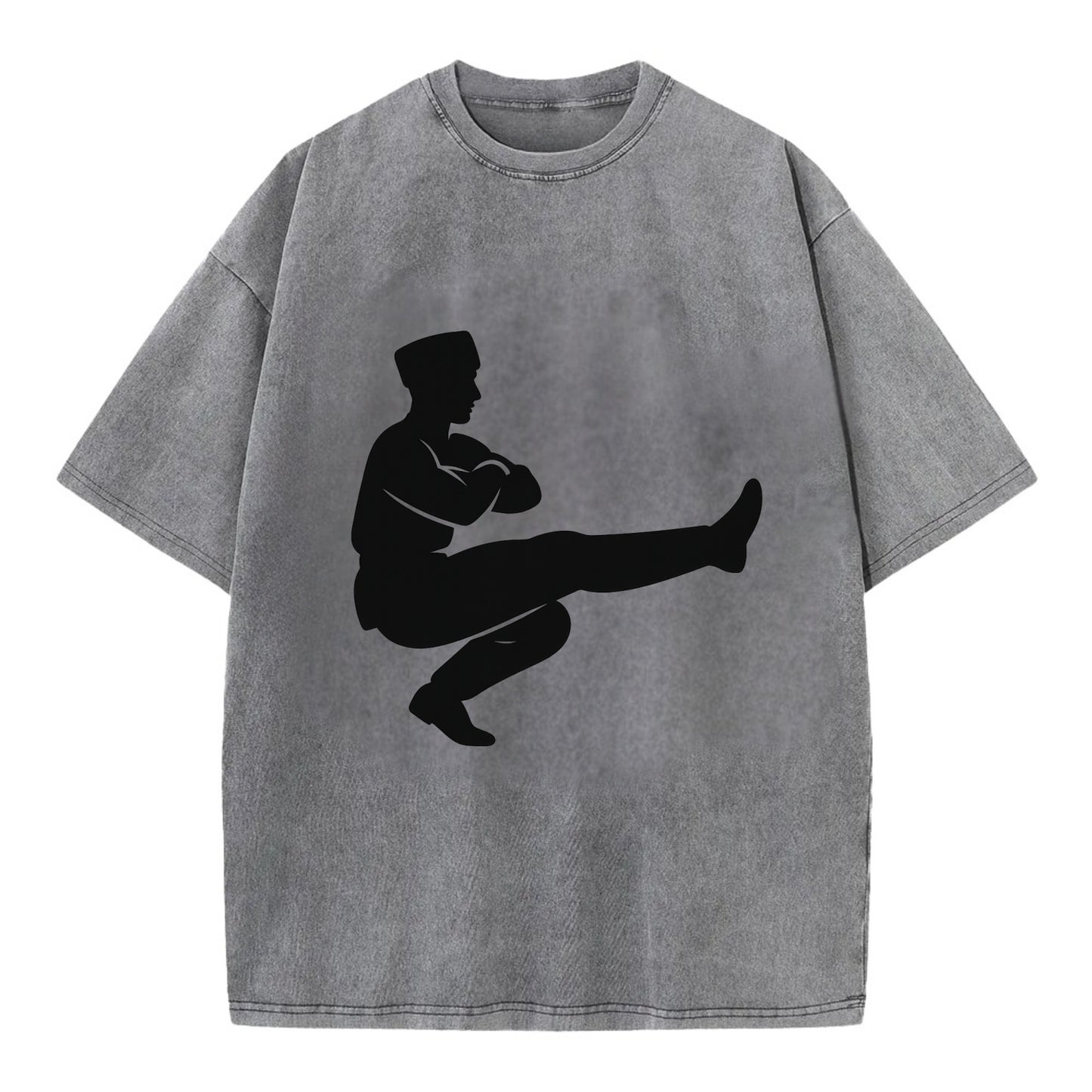 Russian Cossack dancer squat kick - Vintage T-shirt - Grey