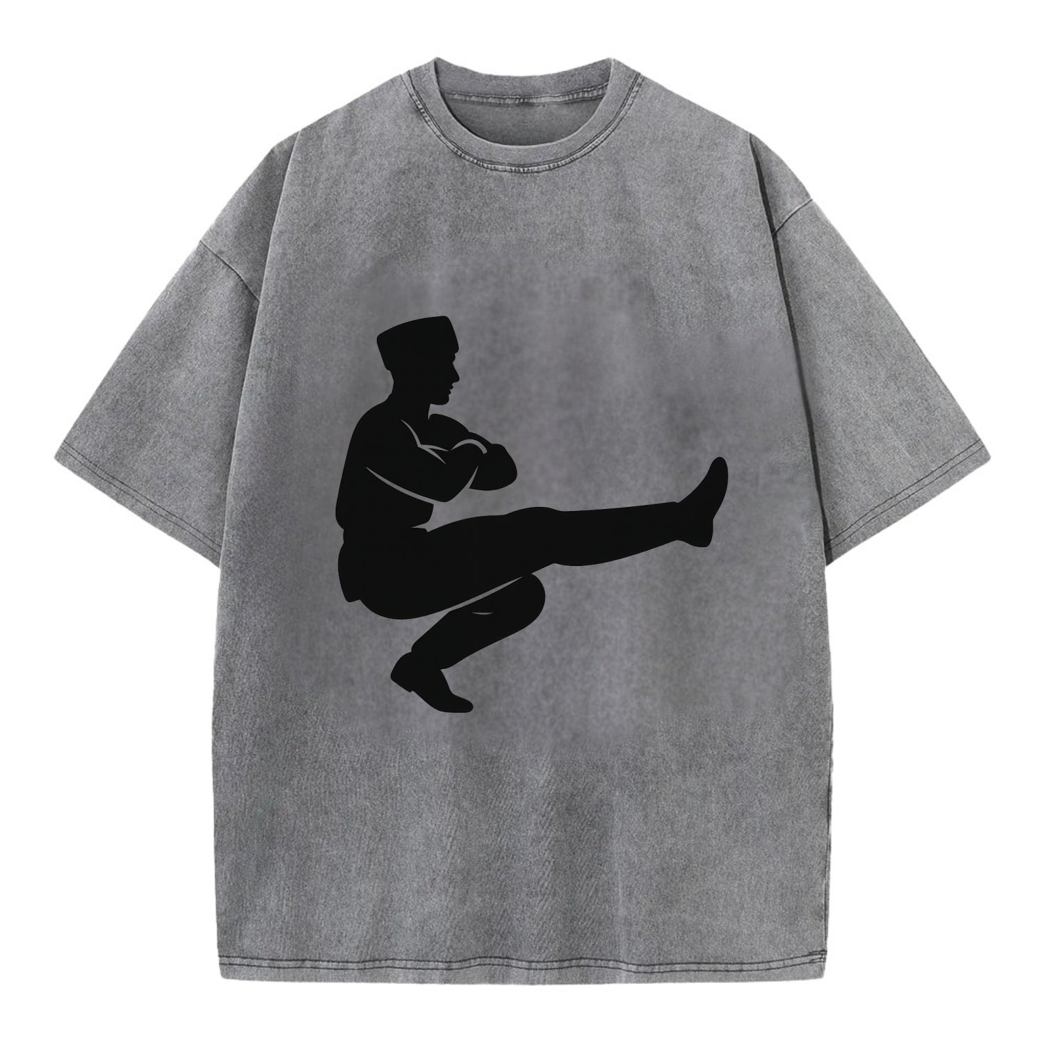 Russian Cossack dancer squat kick - Vintage T-shirt - Grey