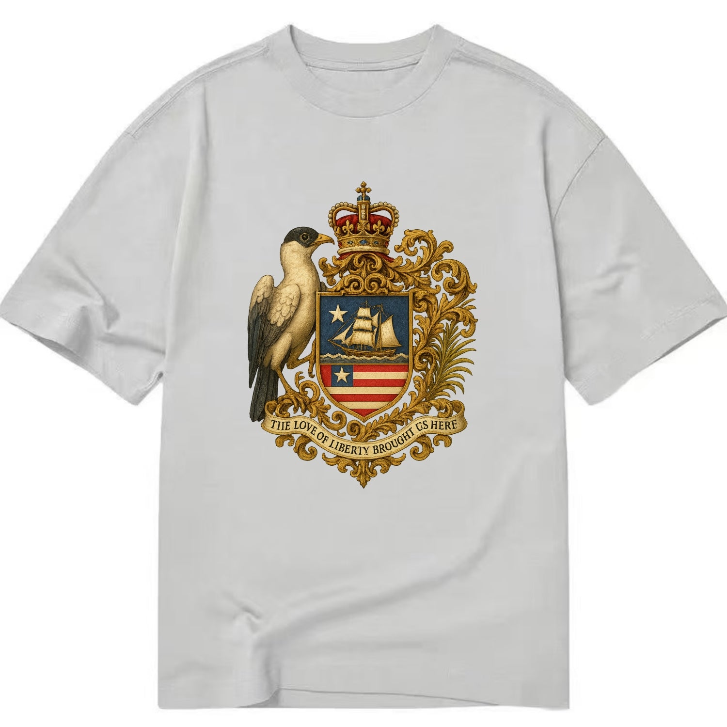 Liberia Pepper Bird Emblem  - Classic T-shirt - Grey