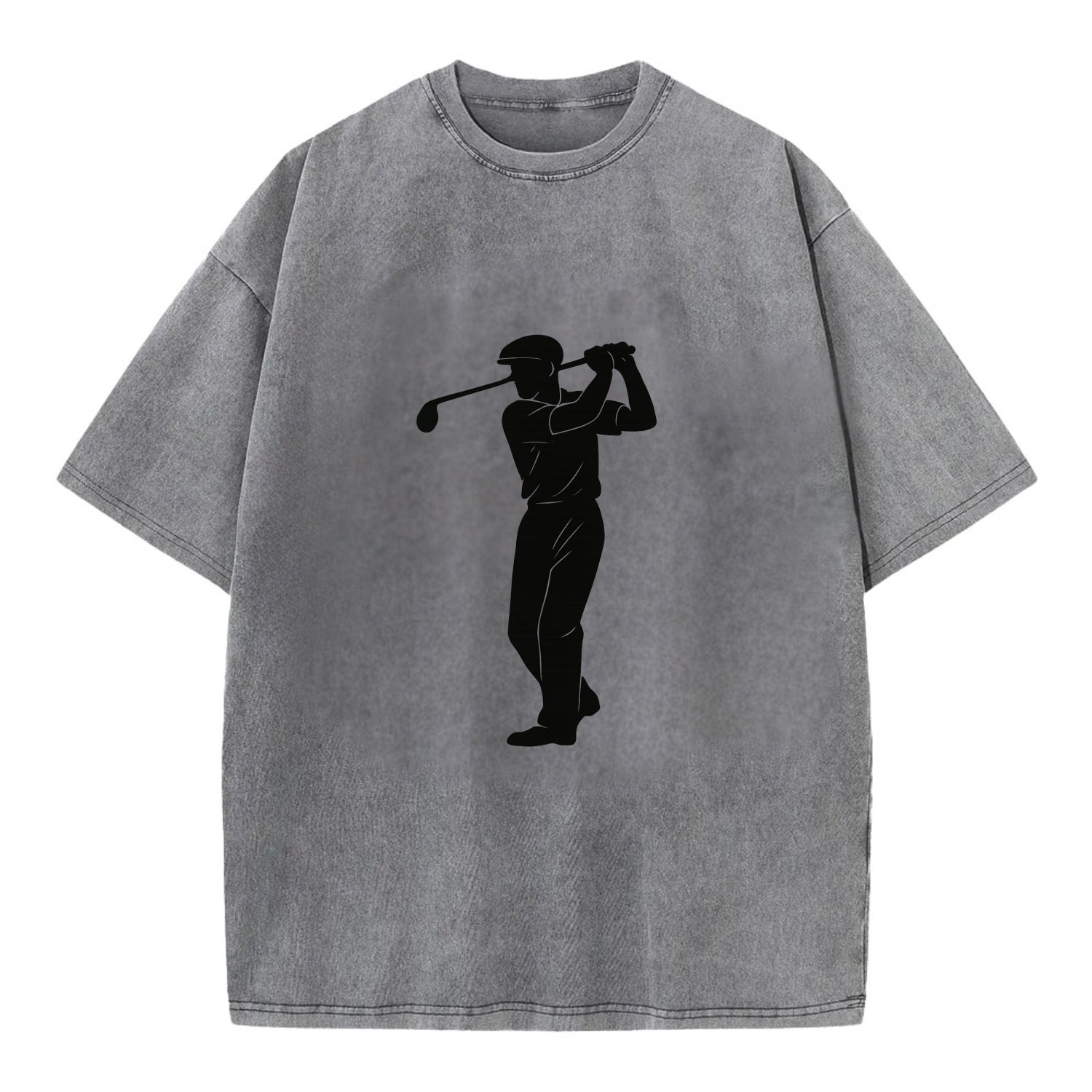Golfer mid-swing with driver - Vintage T-shirt - Grey