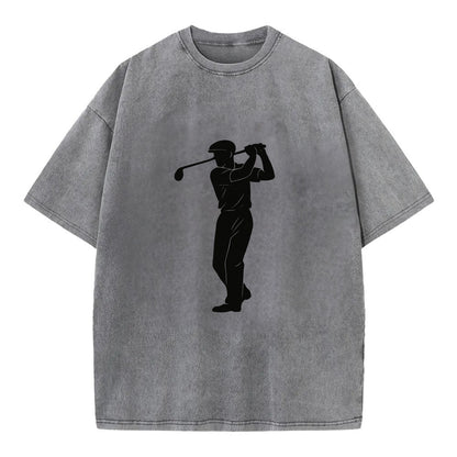 Golfer mid-swing with driver - Vintage T-shirt - Grey