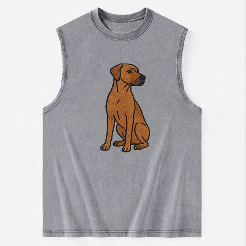 Rhodesian Ridgeback - Red wheaten embroidered pose - Vintage Washed Tank