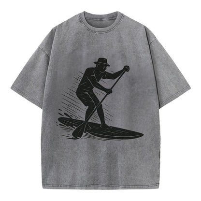 Stand-up paddleboarder on calm water - Vintage T-shirt - Grey