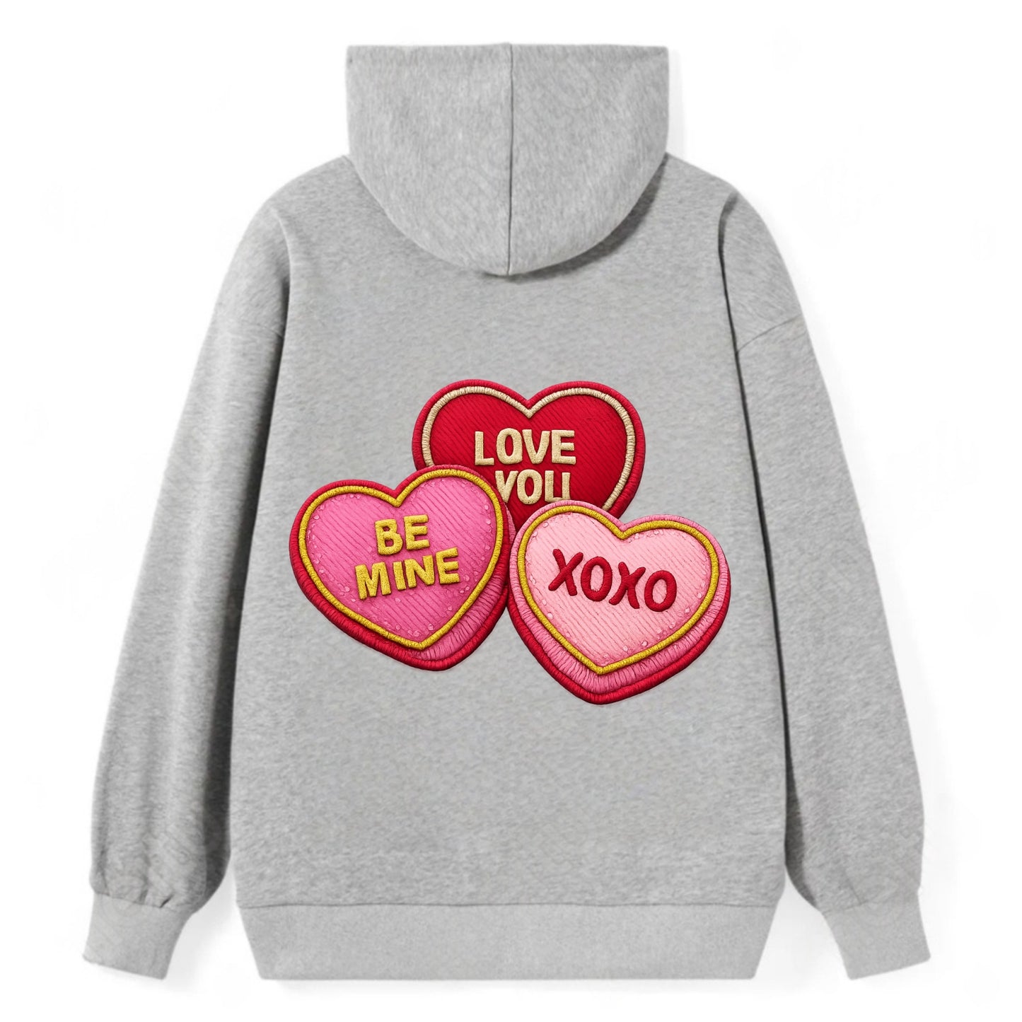 VALENTINES HEARTS - candy hearts in pink and red , love day - Classic Pullover Hoodie - Grey