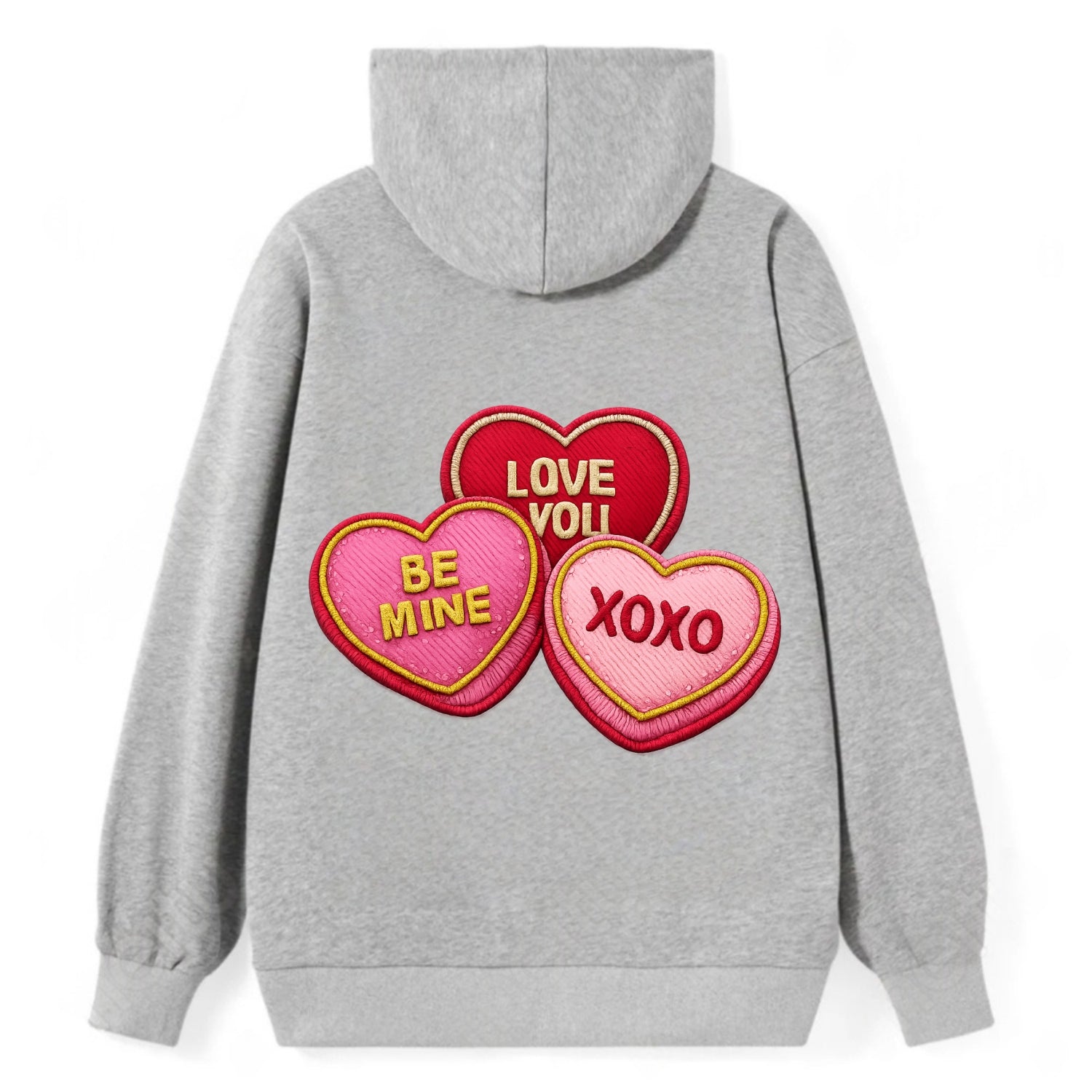 VALENTINES HEARTS - candy hearts in pink and red , love day - Classic Pullover Hoodie - Grey