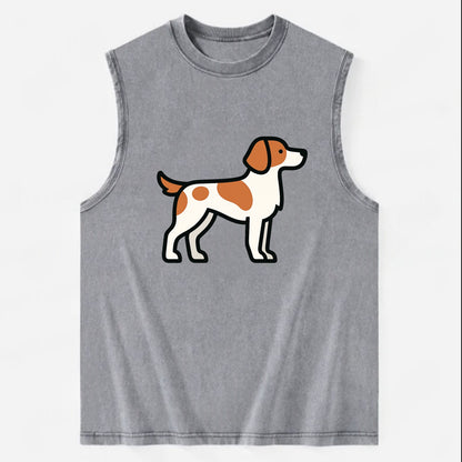 Brittany Spaniel - Orange and white flat side profile - Vintage Washed Tank - Grey