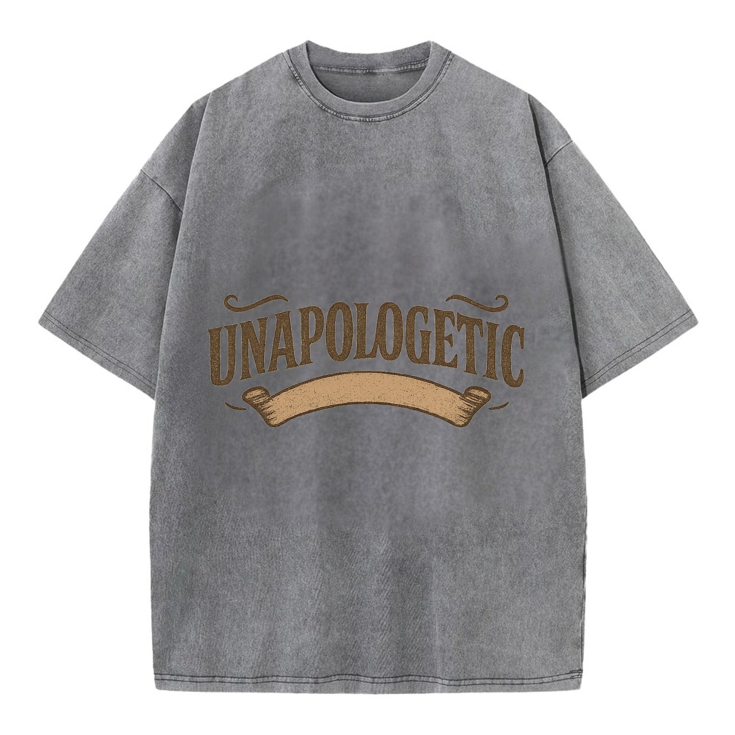 Bold typography design - "UNAPOLOGETIC" - no regrets, owning it - Vintage T-shirt - Grey