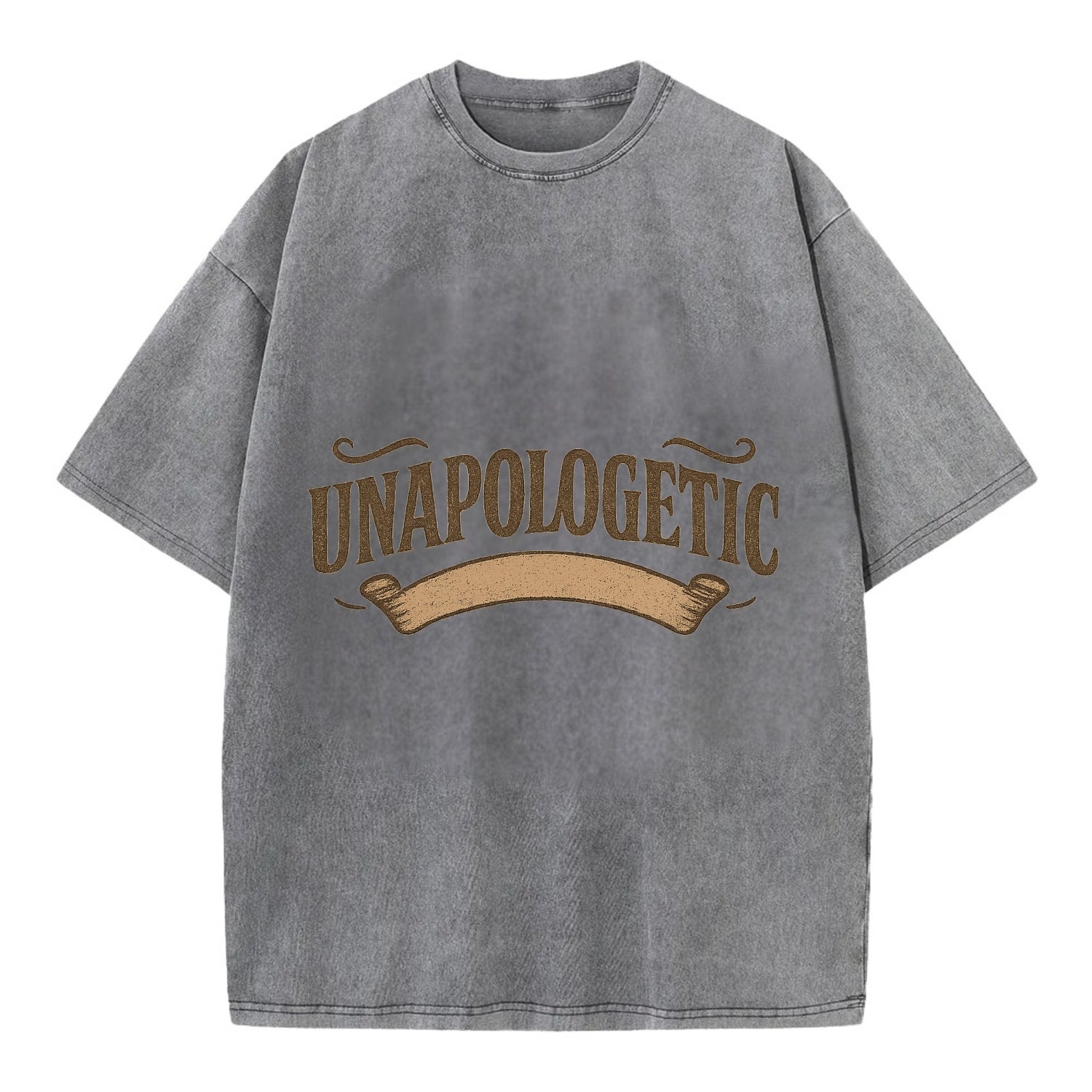 Bold typography design - "UNAPOLOGETIC" - no regrets, owning it - Vintage T-shirt - Grey