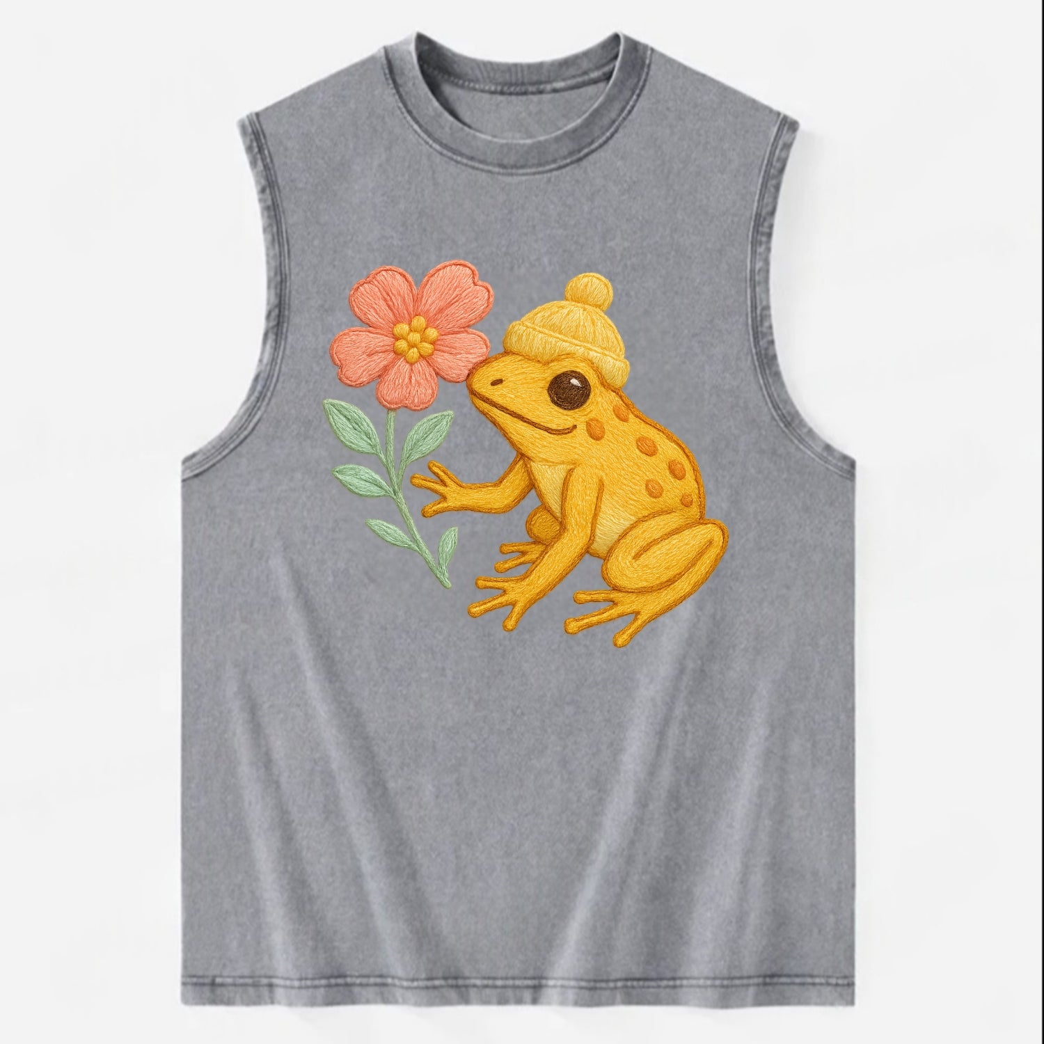 Yellow Dart Frog - Vintage Washed Tank - Grey