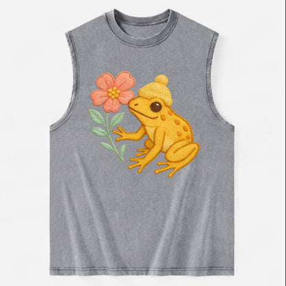 Yellow Dart Frog - Vintage Washed Tank - Grey