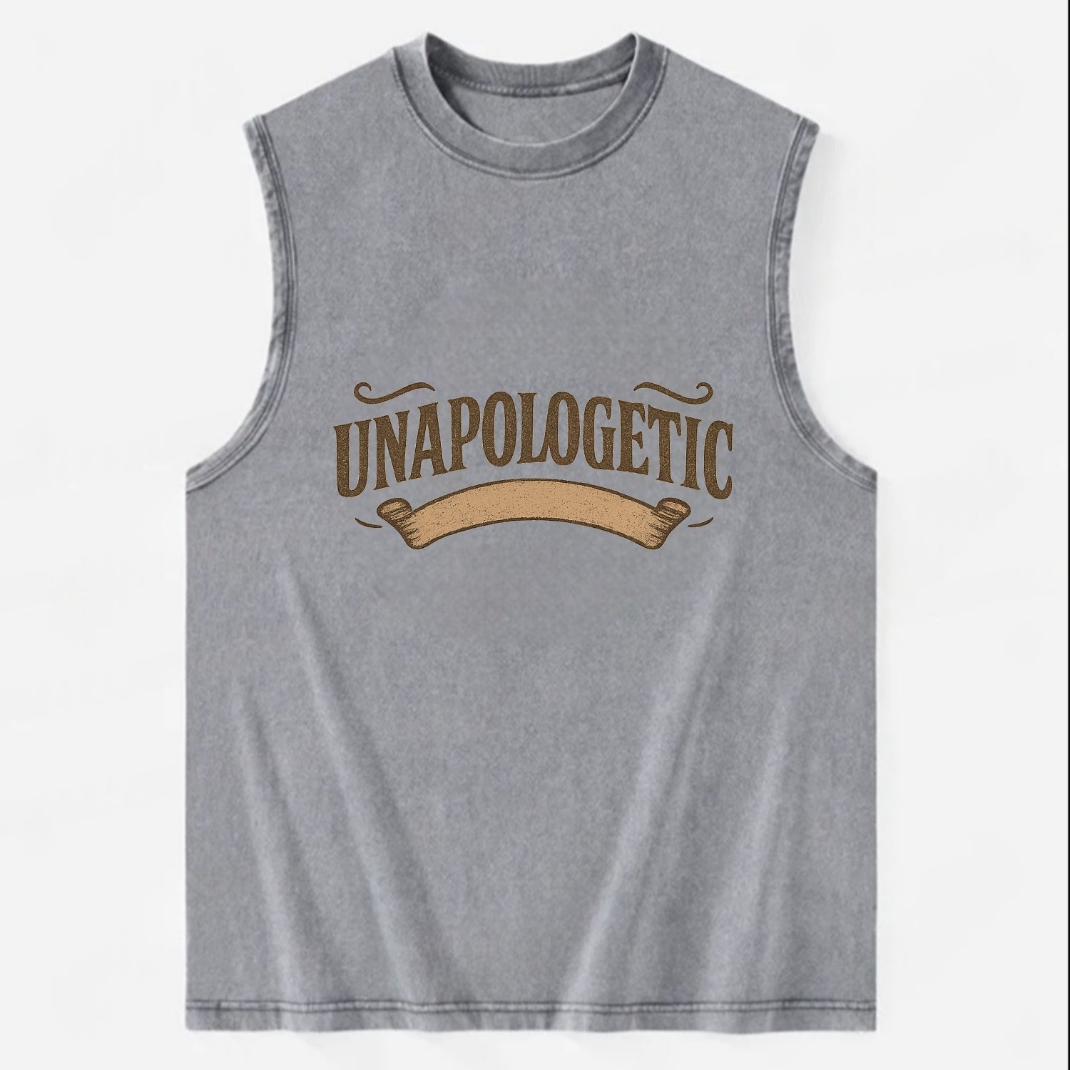 Bold typography design - "UNAPOLOGETIC" - no regrets, owning it - Vintage Washed Tank - Grey
